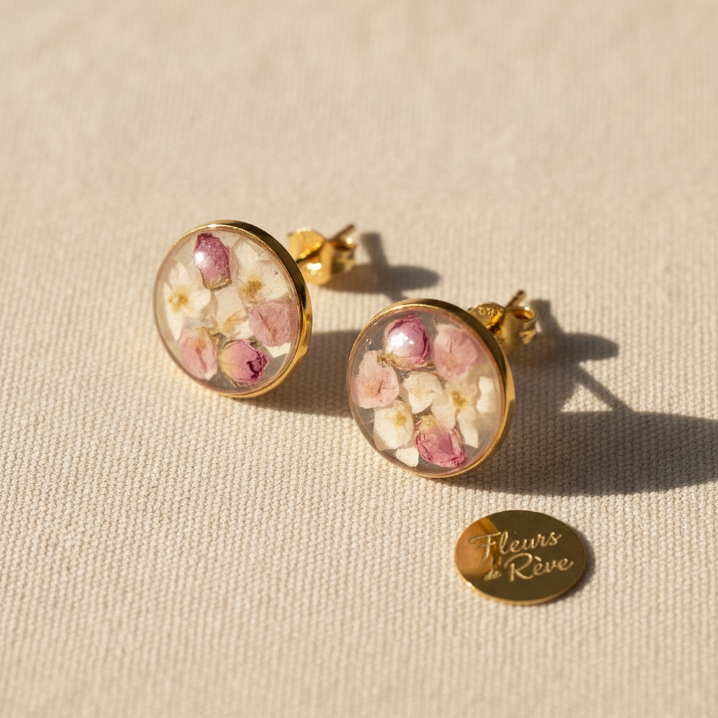 Boucles rondes fleurs pastel