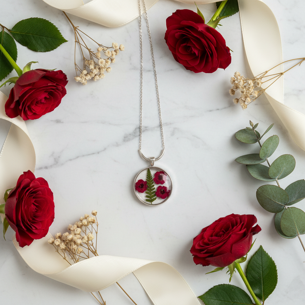Collier rond — Roses rouges